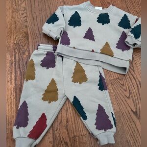 Zara baby multicolor Christmas tree sweatsuit set sweatpants sweatshirt 3/6m